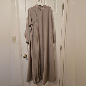 Beige pinkish embellished crepe Fancy Abaya